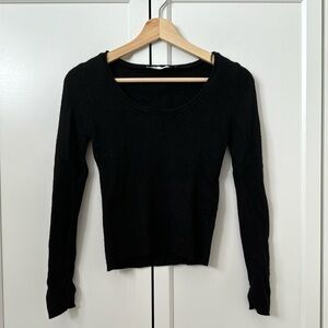Zara Black Wool Blend Ribbed Sweater